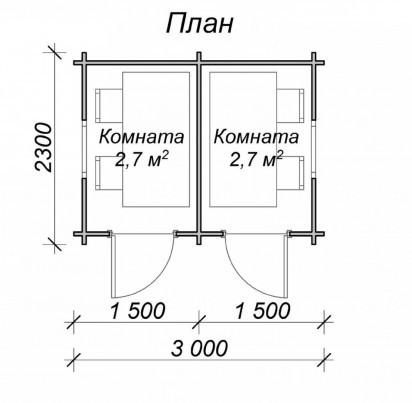 Бытовка "Мини 2" 3000х2300 мм